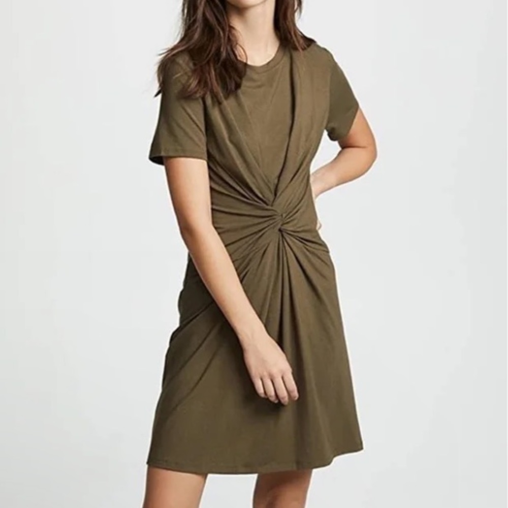 Theory Green Knot Short Sleeve Tee Dress